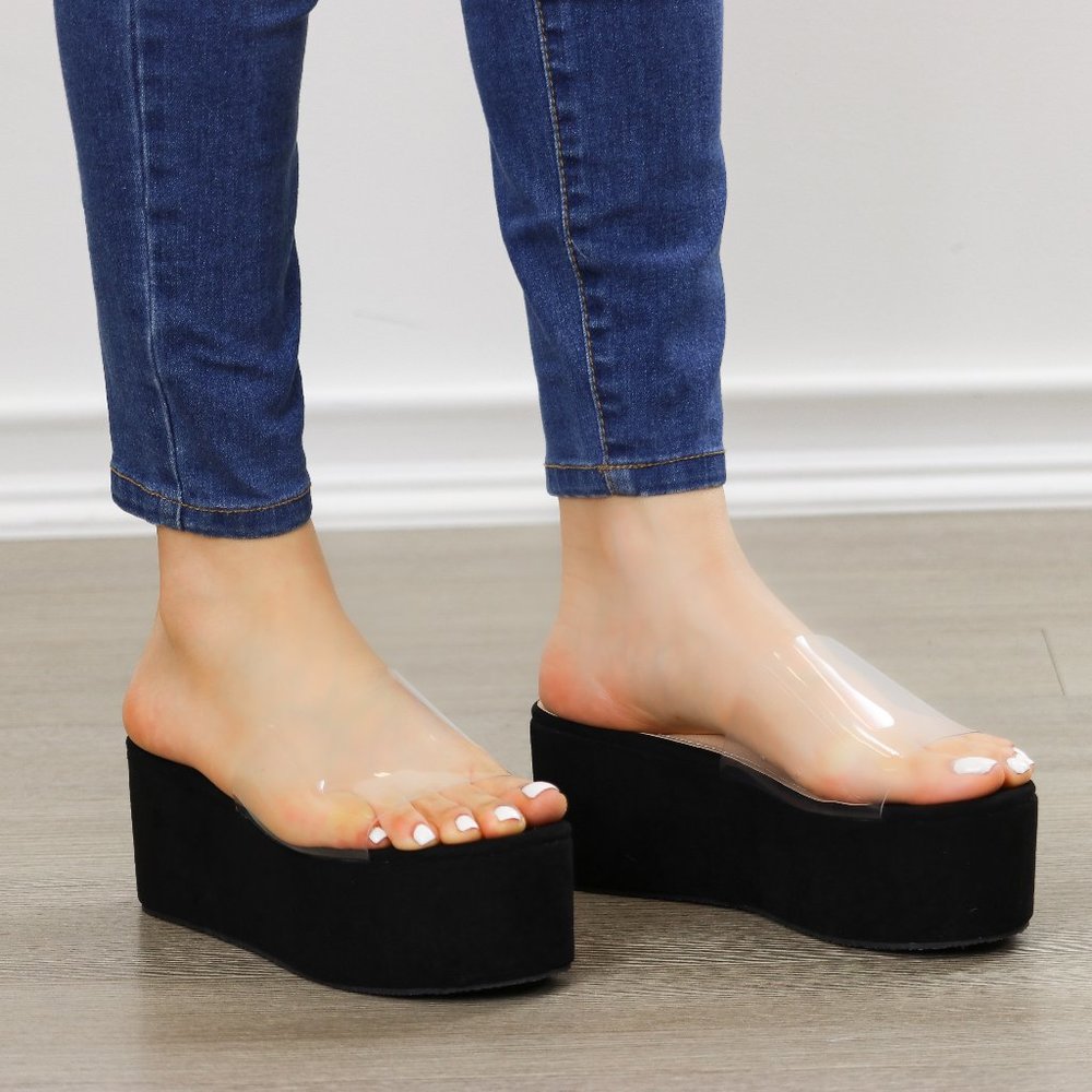 Clear Toe Band Open Toe Slip-on Platform Sandal - Picture 2 of 12